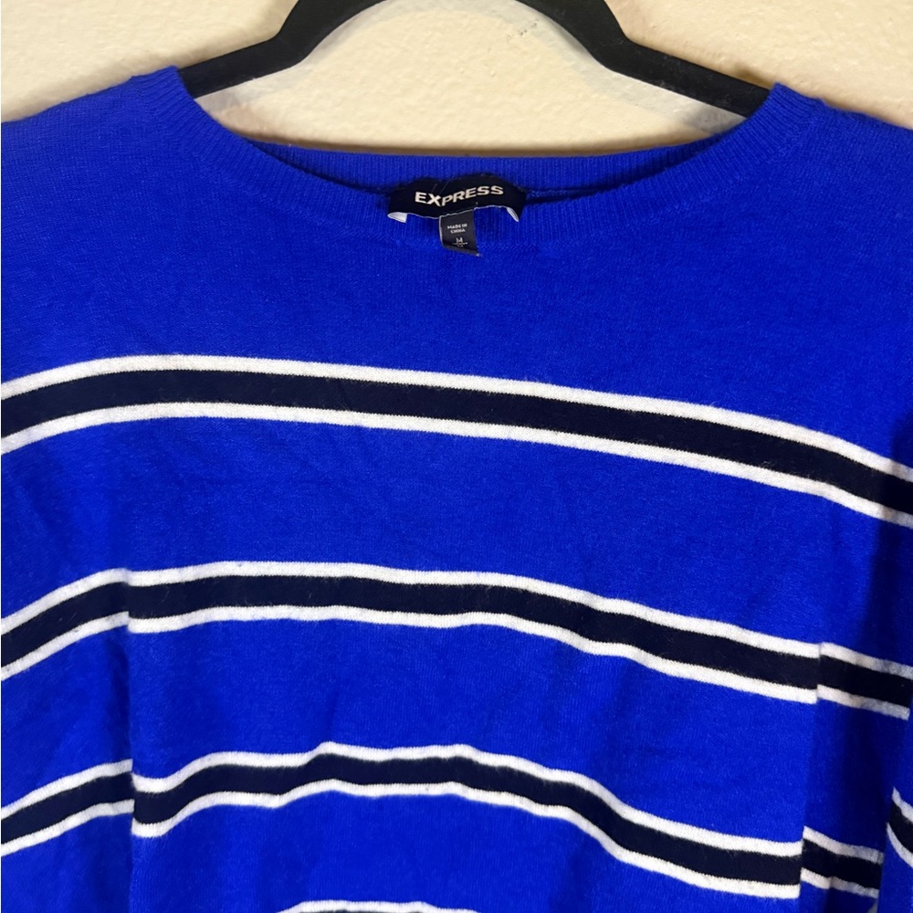Express Royal Blue and White Striped Sweater - Picture 2 of 5